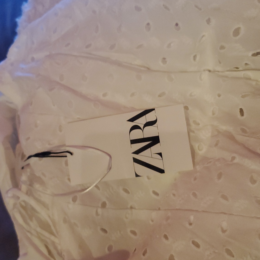 ZARA EMBROIDERED EYELET HALTER DRESS SIZE L XL WHITE - Picture 12 of 12